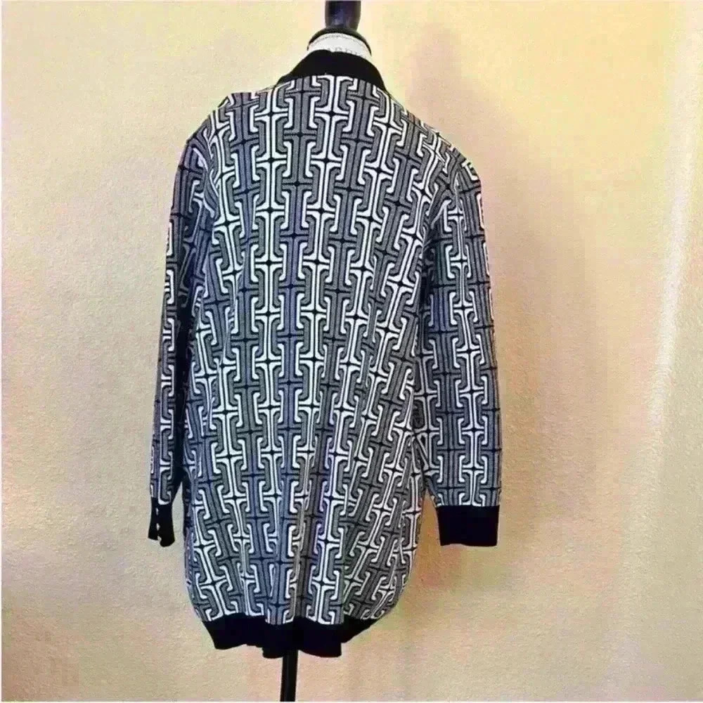 Anne Klein Black/White Print Cardigan Sweater With Tank Size XL EUC! - Picture 2 of 11